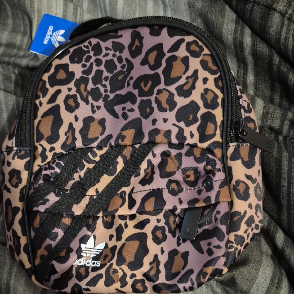 Adidas Brown Leopard Print Backpack Mini